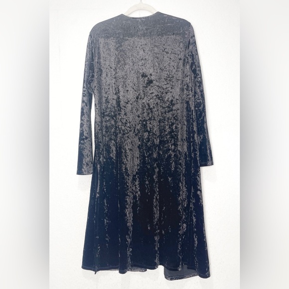 Flawless Black Velvet Rose Embroidery Duster Open Cardigan Bell Sleeve Witchy - Picture 3 of 8